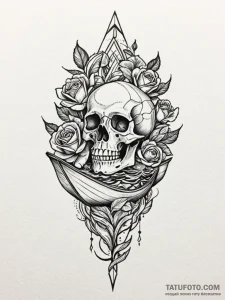 Origami boat on a wave, tattoo drawing outlin... - эскиз тату (№1752555620_0, 15.07.2025 05:00) — Tatufoto.com