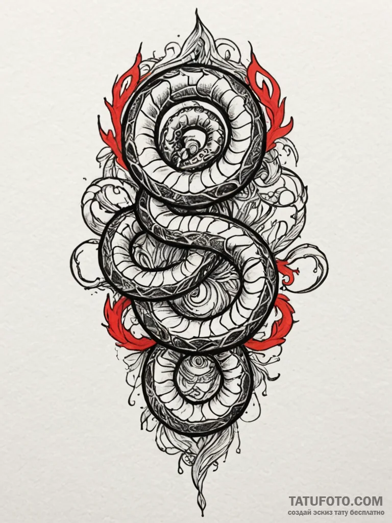 Twilight serpent coiling through rift, tattoo... - эскиз тату (№1752555874_0, 15.07.2025 05:04) — Tatufoto.com
