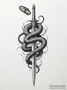 A dagger with a snake coiled around it - эскиз тату (№1752556728_0, 15.07.2025 05:18) — Tatufoto.com