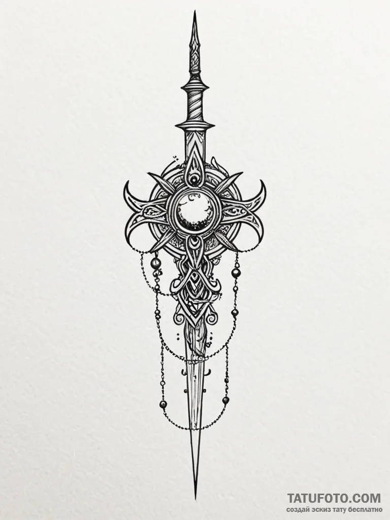 Lunar dagger piercing veil, tattoo drawing ou... - эскиз тату (№1752557069_0, 15.07.2025 05:24) — Tatufoto.com