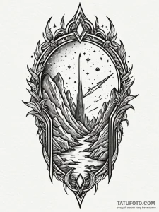 Meteor blade through spectral gate, artistic... - эскиз тату (№1752557583_0, 15.07.2025 05:33) — Tatufoto.com