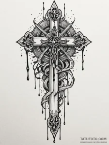 Ashen dagger dripping blood, tattoo drawing o... - эскиз тату (№1752557669_0, 15.07.2025 05:34) — Tatufoto.com