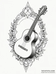 Lute made of polished, pale wood and silver s... - эскиз тату (№1752557840_0, 15.07.2025 05:37) — Tatufoto.com