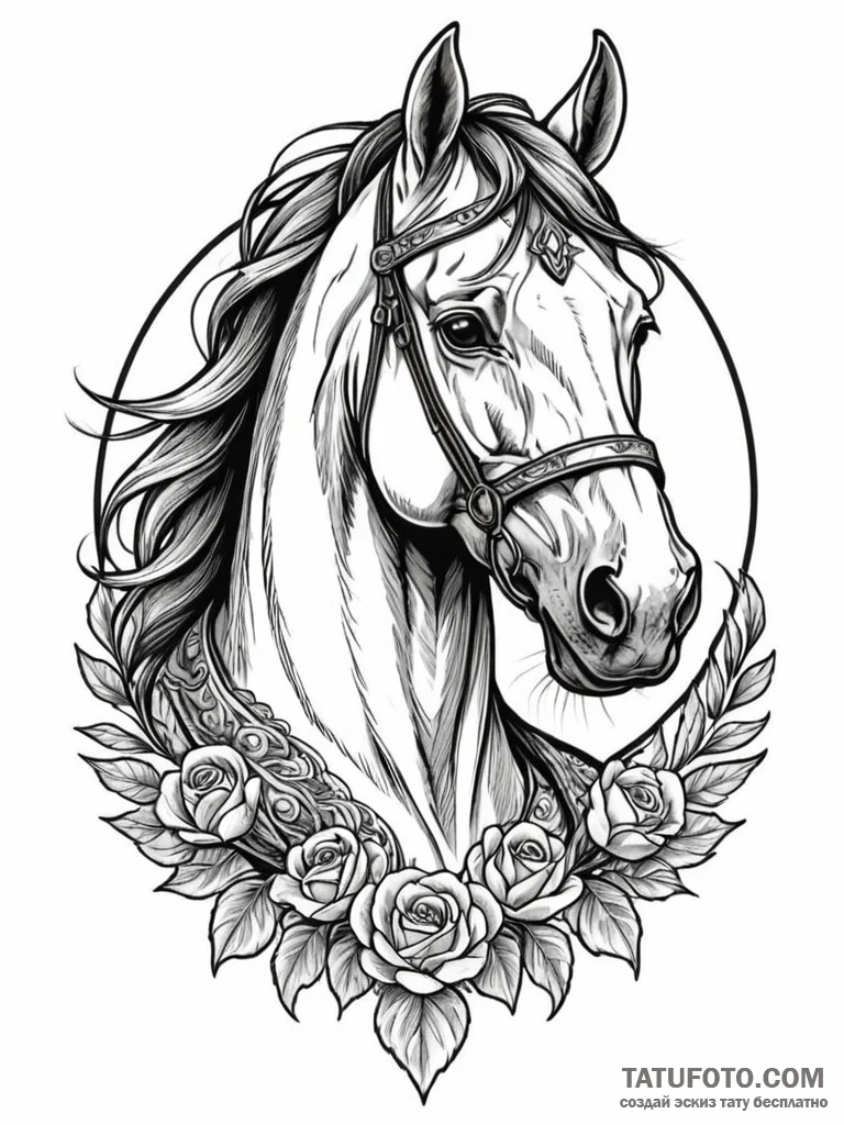 War horse, loyal and strong, tattoo sketch de… — эскиз тату (№1752558354_0, 15.07.2025 05:45) — Tatufoto.com