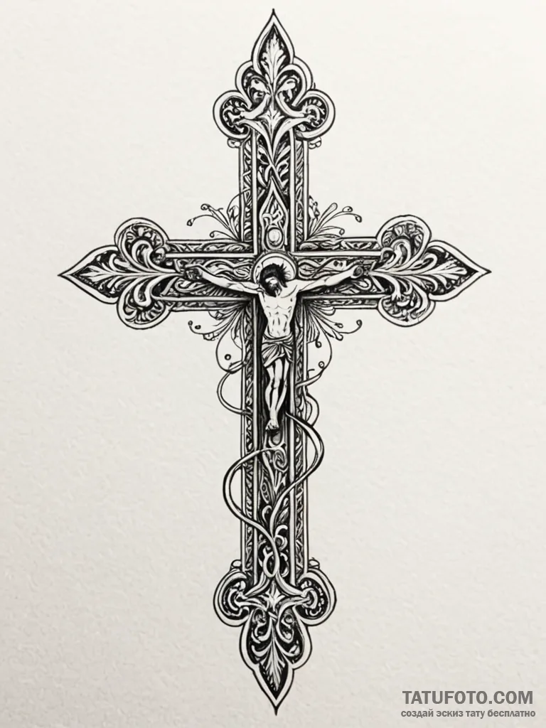 Cross on finger, ink illustration for tattoo,... - эскиз тату (№1752558439_0, 15.07.2025 05:47) — Tatufoto.com