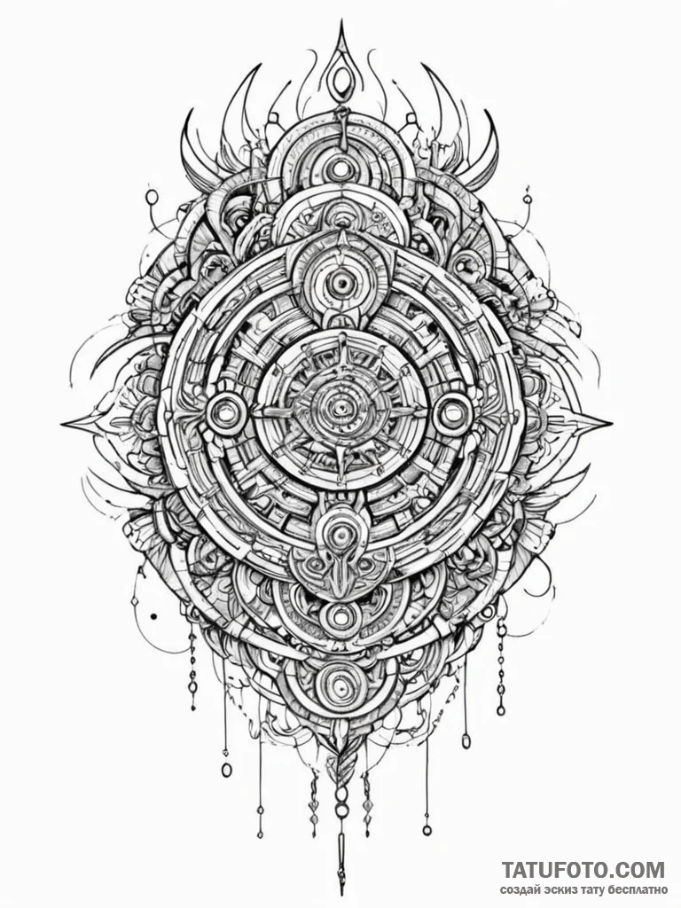 Cyberpunk, artistic tattoo sketch, black outl... - эскиз тату (№1752558779_0, 15.07.2025 05:52) — Tatufoto.com