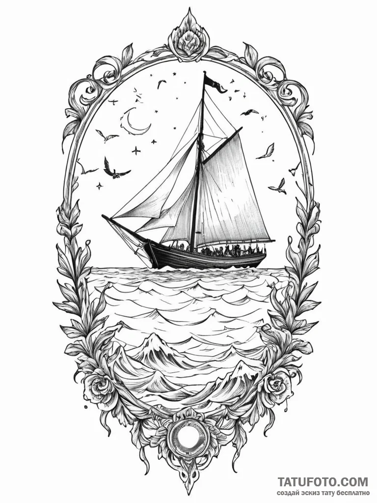 Lute torn by spectral wind, artistic tattoo s... - эскиз тату (№1752558949_0, 15.07.2025 05:55) — Tatufoto.com