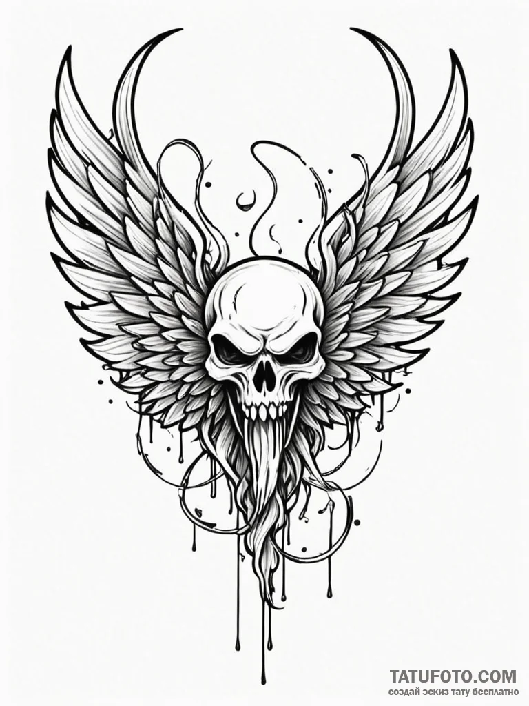 Necrotic wings devouring light, tattoo line a… — эскиз тату (№1752559204_0, 15.07.2025 06:00) — Tatufoto.com