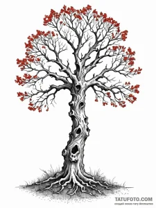 Oak tree with skeletal branches, concept art... - эскиз тату (№1752559289_0, 15.07.2025 06:01) — Tatufoto.com