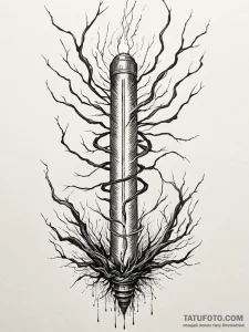 Tesla coil discharging arcs of lightning, art... - эскиз тату (№1752559715_0, 15.07.2025 06:08) — Tatufoto.com