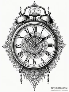 A powerful buzzing alarm clock, waking,, tatt... - эскиз тату (№1752559800_0, 15.07.2025 06:10) — Tatufoto.com
