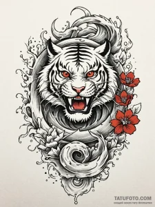 Tiger grin, artistic tattoo sketch, black and... - эскиз тату (№1752560225_0, 15.07.2025 06:17) — Tatufoto.com