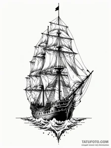 Aubrey-maturin era frigate, detailed and unde... - эскиз тату (№1752560740_0, 15.07.2025 06:25) — Tatufoto.com