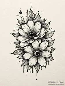 Dark bloom frozen in time, tattoo flash sheet... - эскиз тату (№1752560825_0, 15.07.2025 06:27) — Tatufoto.com