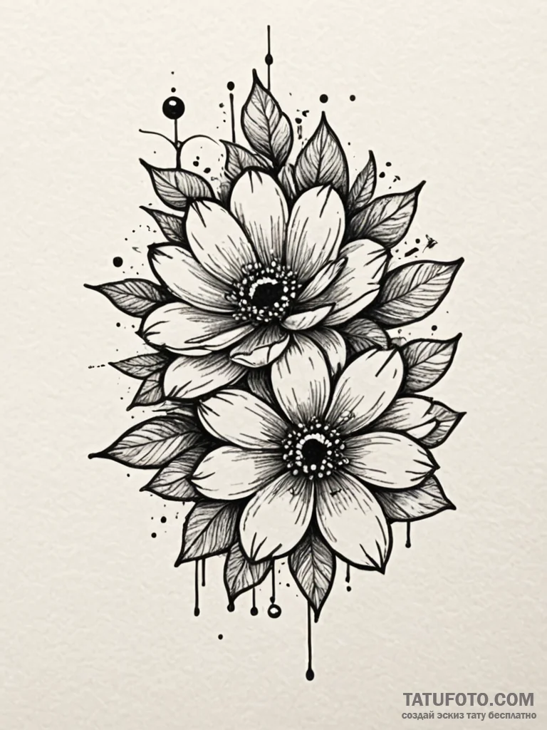 Dark bloom frozen in time, tattoo flash sheet... - эскиз тату (№1752560825_0, 15.07.2025 06:27) — Tatufoto.com
