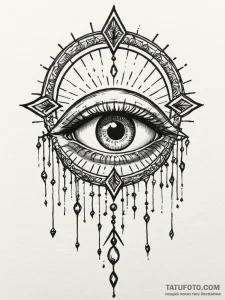 Sacred eye beneath spectral arch, ink illustr... - эскиз тату (№1752560911_0, 15.07.2025 06:28) — Tatufoto.com