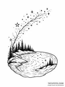 Inkwell spilling a river of stars onto a page... - эскиз тату (№1752561083_0, 15.07.2025 06:31) — Tatufoto.com
