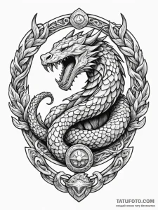 Jр вђњр’в¶rmungandr, the world serpent, bitin... - эскиз тату (№1752561168_0, 15.07.2025 06:32) — Tatufoto.com