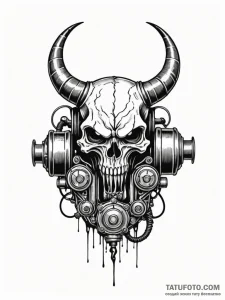 Engine block with exhaust pipes like demonic... - эскиз тату (№1752561511_0, 15.07.2025 06:38) — Tatufoto.com