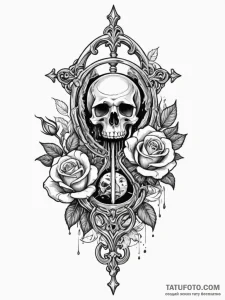 Ashen hourglass with black sand, concept art... - эскиз тату (№1752561596_0, 15.07.2025 06:39) — Tatufoto.com