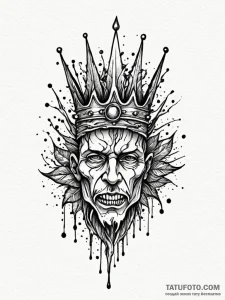 Fractured relic crowned with roots, ink illus... - эскиз тату (№1752561852_0, 15.07.2025 06:44) — Tatufoto.com
