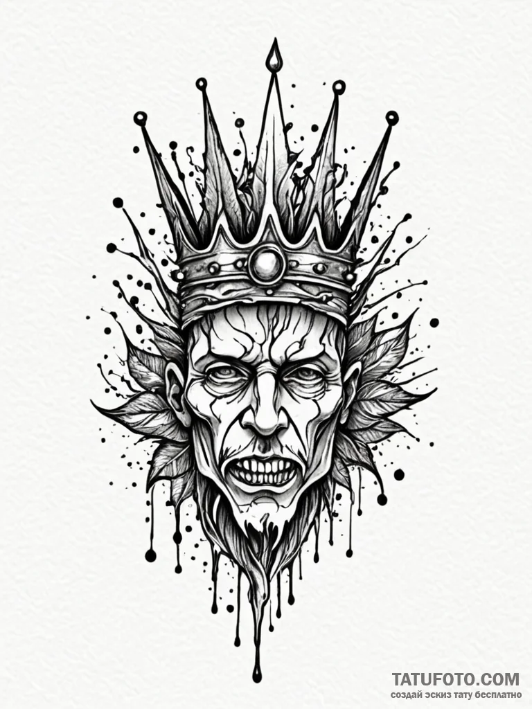 Fractured relic crowned with roots, ink illus... - эскиз тату (№1752561852_0, 15.07.2025 06:44) — Tatufoto.com