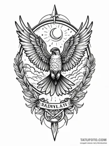 Nightjar wings spread beneath storm, tattoo l... - эскиз тату (№1752562536_0, 15.07.2025 06:55) — Tatufoto.com