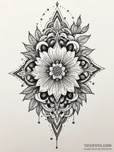 Dark bloom frozen in time, tattoo sketch desi... - эскиз тату (№1752562707_0, 15.07.2025 06:58) — Tatufoto.com