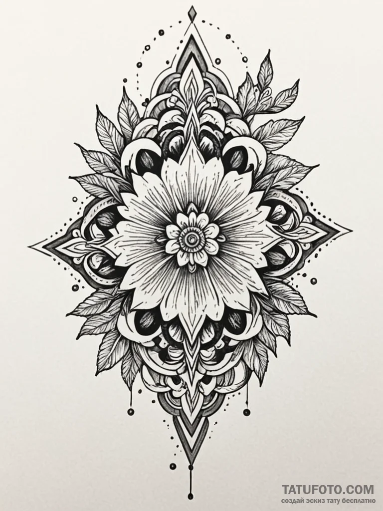 Dark bloom frozen in time, tattoo sketch desi... - эскиз тату (№1752562707_0, 15.07.2025 06:58) — Tatufoto.com