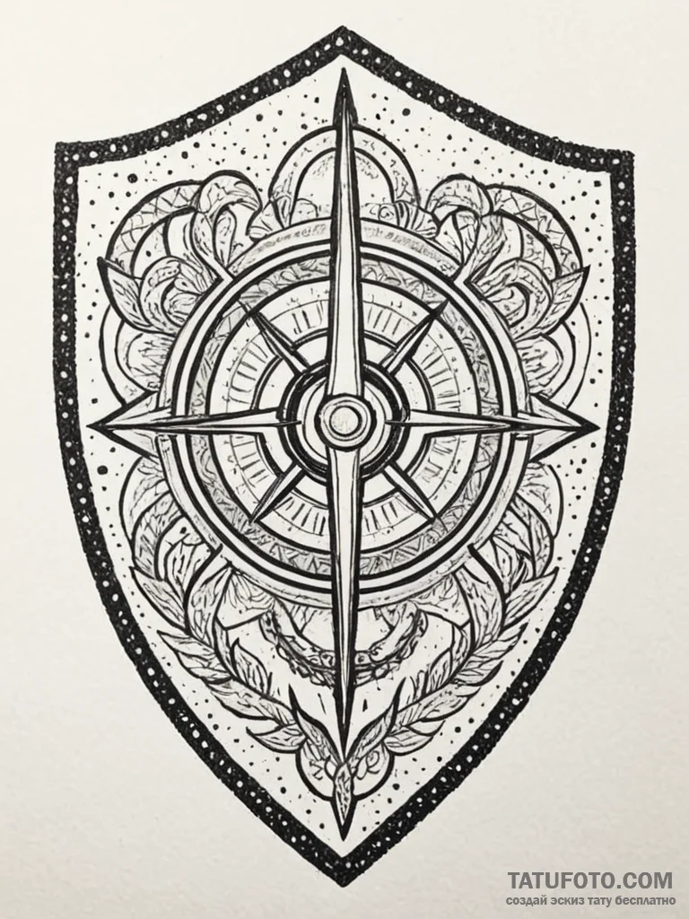 Ancient shield with faded runes, tattoo flash… — эскиз тату (№1752562793_0, 15.07.2025 06:59) — Tatufoto.com