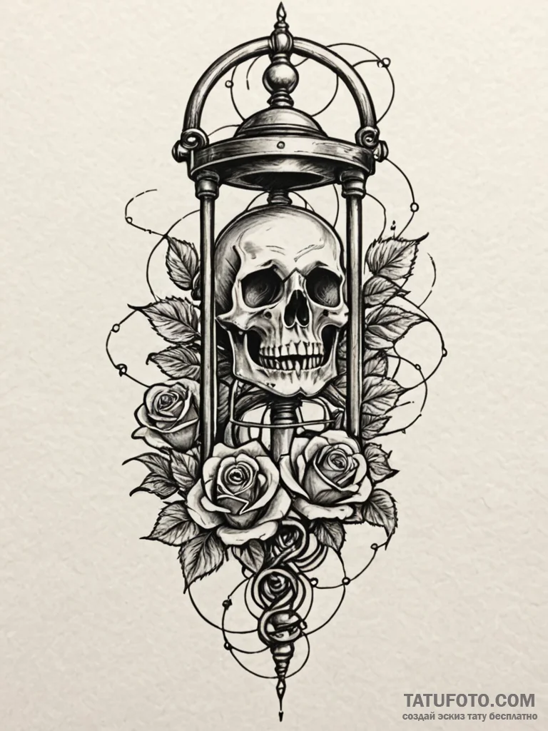 Barbed wire strangling hourglass, artistic ta... - эскиз тату (№1752563134_0, 15.07.2025 07:05) — Tatufoto.com