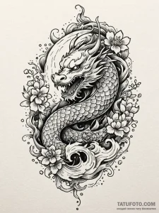 Jade relic beneath spectral bloom, ink illust... - эскиз тату (№1752563644_0, 15.07.2025 07:14) — Tatufoto.com
