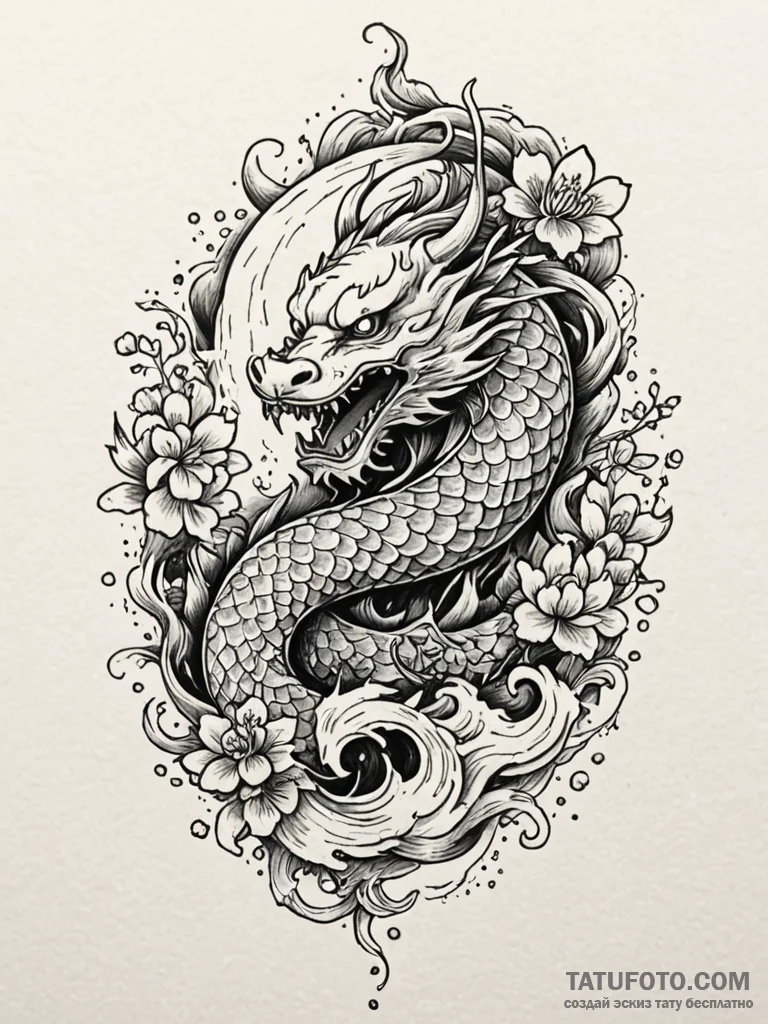 Jade relic beneath spectral bloom, ink illust... - эскиз тату (№1752563644_0, 15.07.2025 07:14) — Tatufoto.com