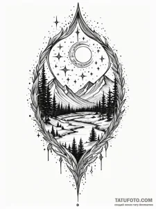 Riftblade echoing through starlight, ink illu... - эскиз тату (№1752564154_0, 15.07.2025 07:22) — Tatufoto.com