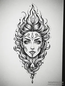 Candle flame revealing shadow face, tattoo fl... - эскиз тату (№1752564240_0, 15.07.2025 07:24) — Tatufoto.com