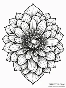 Zinnia flower, known for its bright, multi-la... - эскиз тату (№1752564325_0, 15.07.2025 07:25) — Tatufoto.com