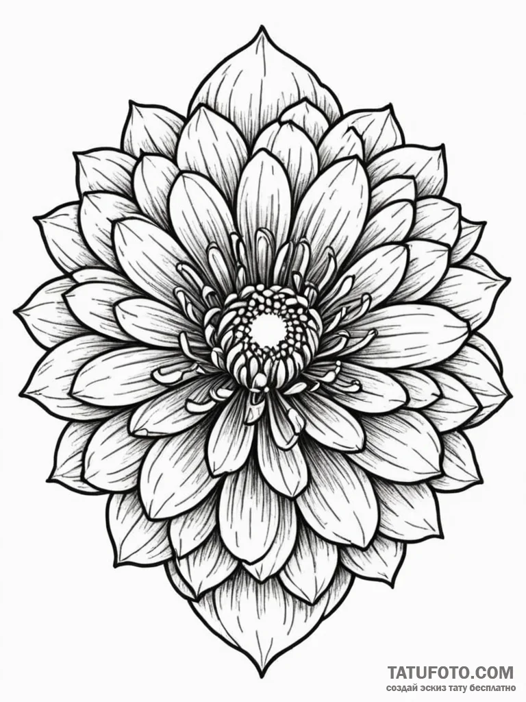 Zinnia flower, known for its bright, multi-la... - эскиз тату (№1752564325_0, 15.07.2025 07:25) — Tatufoto.com