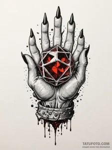 Clawed gauntlet crushing crystal orb, tattoo... - эскиз тату (№1752564582_0, 15.07.2025 07:29) — Tatufoto.com