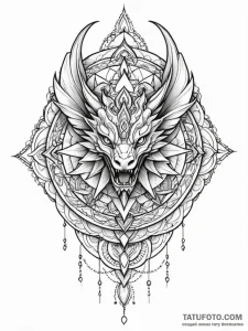 Fractal dragon, concept art for tattoo, fine... - эскиз тату (№1752565434_0, 15.07.2025 07:43) — Tatufoto.com