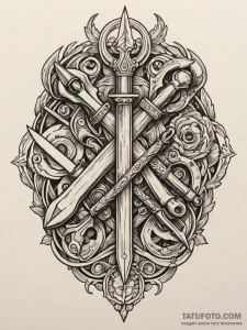 A classic belt of tools, handy,, tattoo flash... - эскиз тату (№1752565604_0, 15.07.2025 07:46) — Tatufoto.com