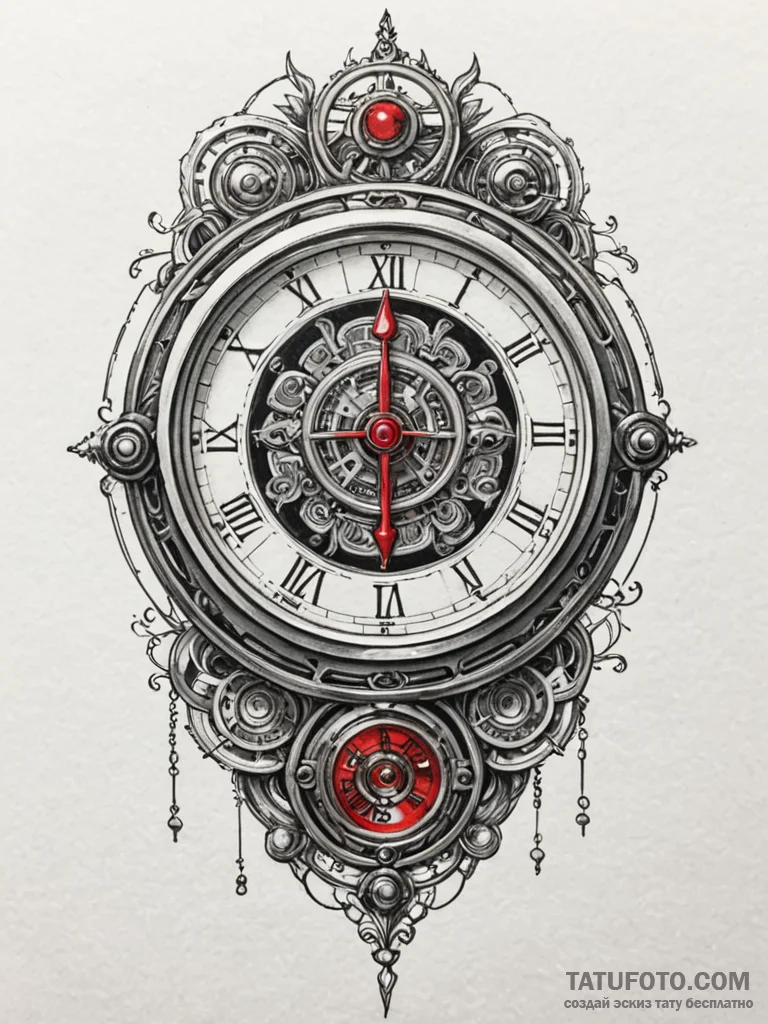 A detailed barometer with intricate dials, st... - эскиз тату (№1752565947_0, 15.07.2025 07:52) — Tatufoto.com