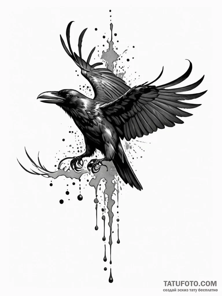 Raven talon piercing veil, ink illustration f... - эскиз тату (№1752566374_0, 15.07.2025 07:59) — Tatufoto.com