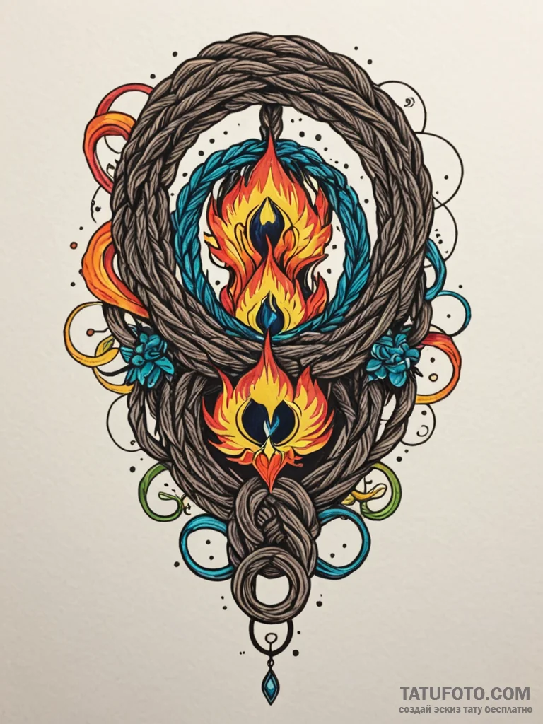A powerful burning rope, fading,, tattoo sket… — эскиз тату (№1752566459_0, 15.07.2025 08:00) — Tatufoto.com
