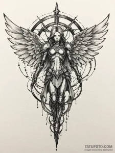 Angelic armor cracked and glowing, tattoo dra... - эскиз тату (№1752566714_0, 15.07.2025 08:05) — Tatufoto.com