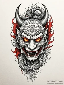Mask devoured by spectral flame, tattoo sketc... - эскиз тату (№1752566885_0, 15.07.2025 08:08) — Tatufoto.com