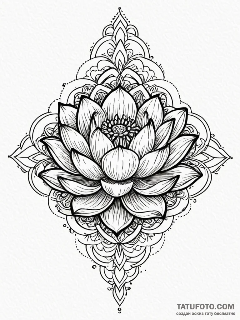 Sacred geometry unfolding from a lotus flower... - эскиз тату (№1752566971_0, 15.07.2025 08:09) — Tatufoto.com