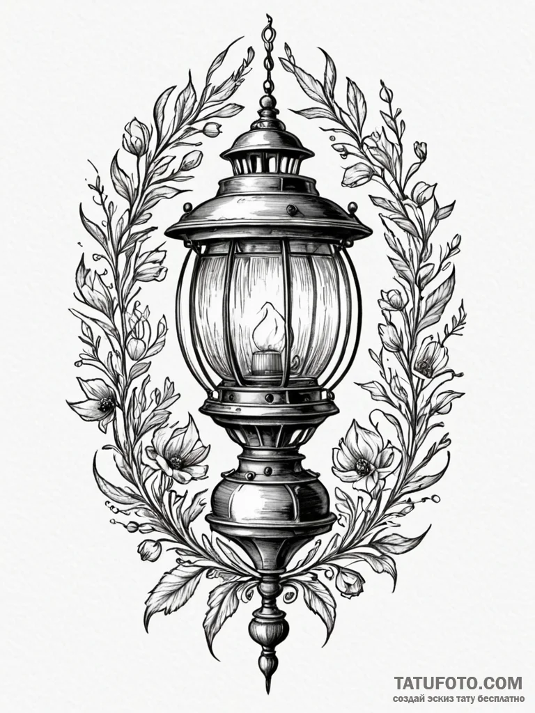 Plague lantern flickering in void, artistic t... - эскиз тату (№1752567057_0, 15.07.2025 08:10) — Tatufoto.com