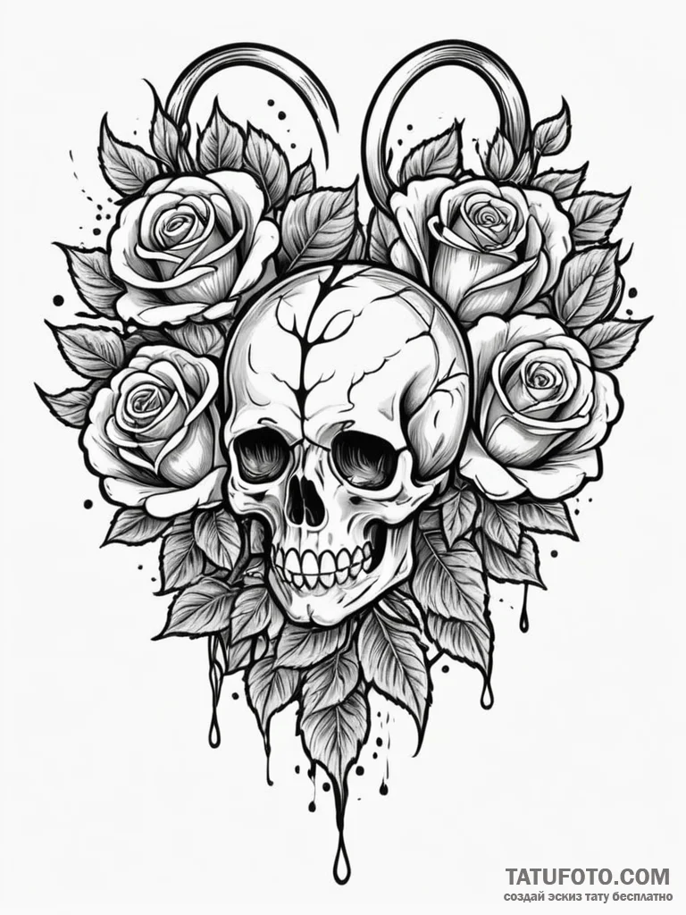 Stone heart beneath spectral storm, tattoo fl... - эскиз тату (№1752567228_0, 15.07.2025 08:13) — Tatufoto.com