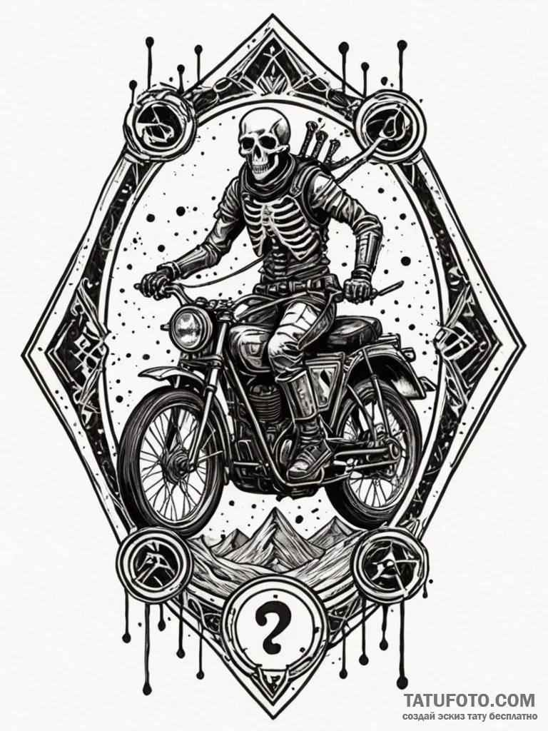 Death tarot card, reimagined with a modern, a… — эскиз тату (№1752567313_0, 15.07.2025 08:15) — Tatufoto.com