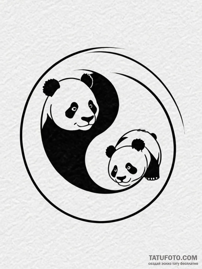 Panda bear balancing on a yin-yang symbol, ar... - эскиз тату (№1752567655_0, 15.07.2025 08:20) — Tatufoto.com